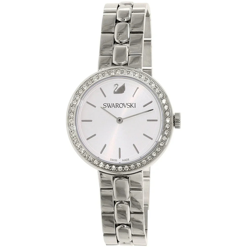 Swarovski Octea Sport Faceted Crystal Bezel White Dial Silver Steel Women's Watch 5095600