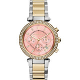 Michael Kors Parker Chronograph Pink Dial Gold Ladies Watch MK6140