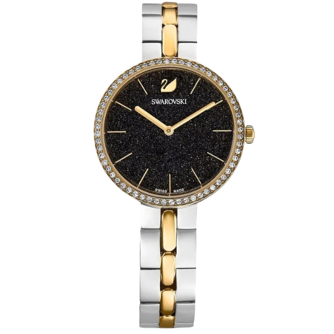 Swarovski Cosmopolitan Crystal Index Black Dial Gold Tone Women's Watch 5644072