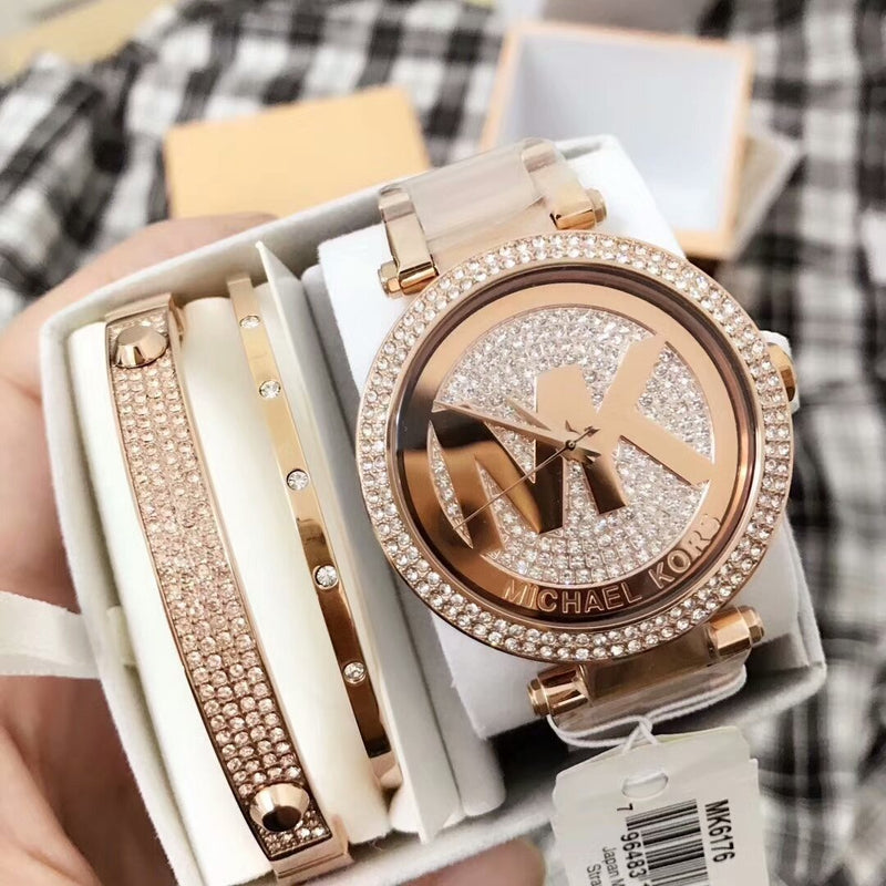 Michael Kors Parker Crystal Pave Logo Dial Ladies Watch MK6176 Water resistance: 100 meters / 330 feet Movement: Quartz  