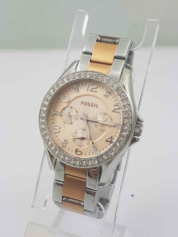 Fossil Riley Rose Gold Dial Ladies Multifunction Watch ES4145