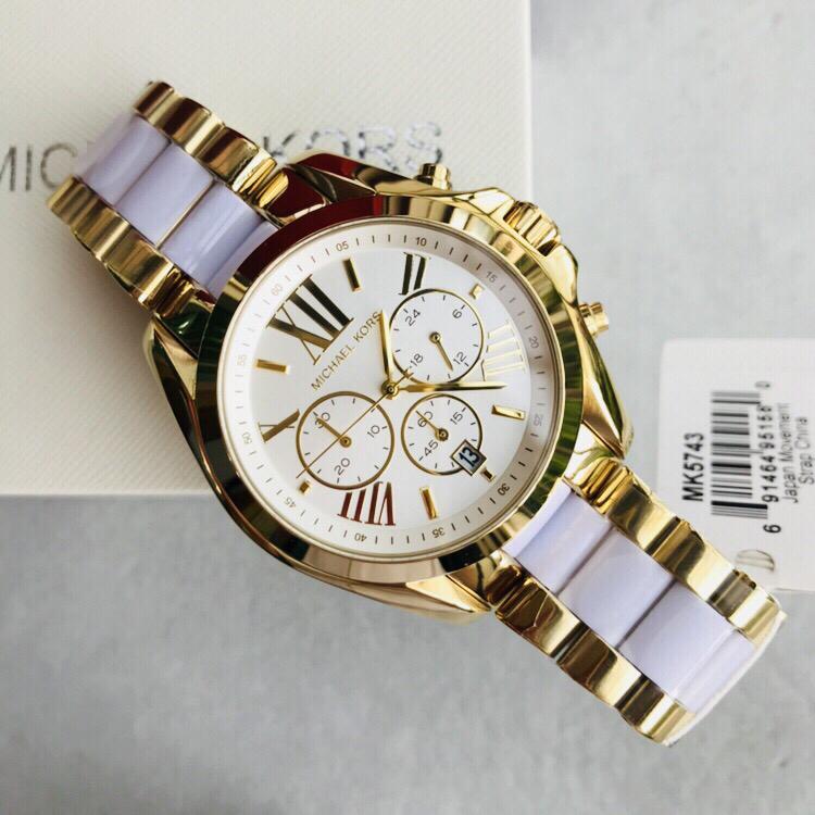 Michael Kors Bradshaw Chronograph Dial Two-tone Ladies Watch MK5743 Water resistance: 50 meters / 165 feet Movement: Quartz  