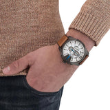Diesel Mega Chief DZ4280 316L gunmetal ion-plated stainless steel & genuine leather strap 10ATM (100m) water resistant Japan movements with a chronograph and date function