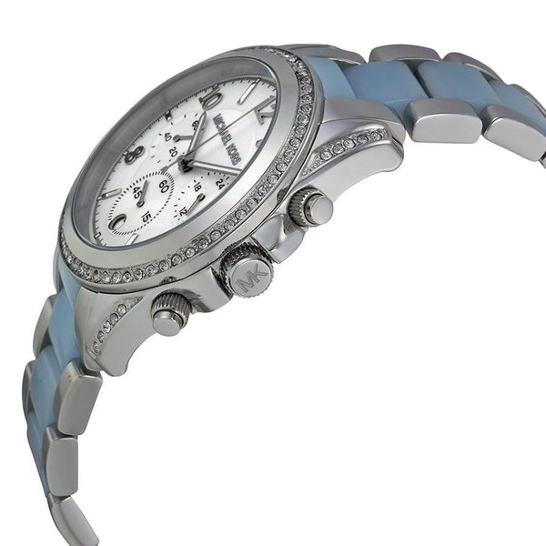 Michael Kors Blair Chrono Silver Chambray Acetate Ladies Watch MK6137