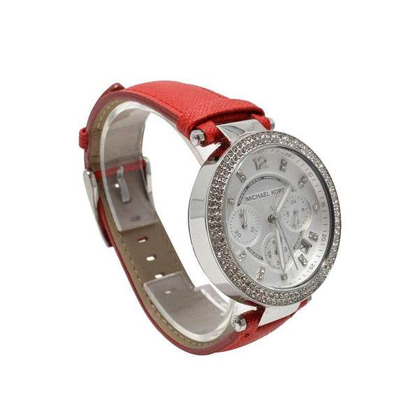 Michael Kors Parker Chronograph Dial Pink Leather Ladies Watch MK2278