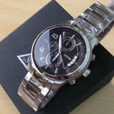 Guess Exec Chronograph Dial Silver-Tone Men's Watch W0075G1