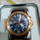 Fossil Nate Chronograph Dial Brown Leather Strap Men's Watch JR1505