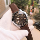 Fossil Grant Chronograph Black Dial Leather Strap Men's Watch FS4813