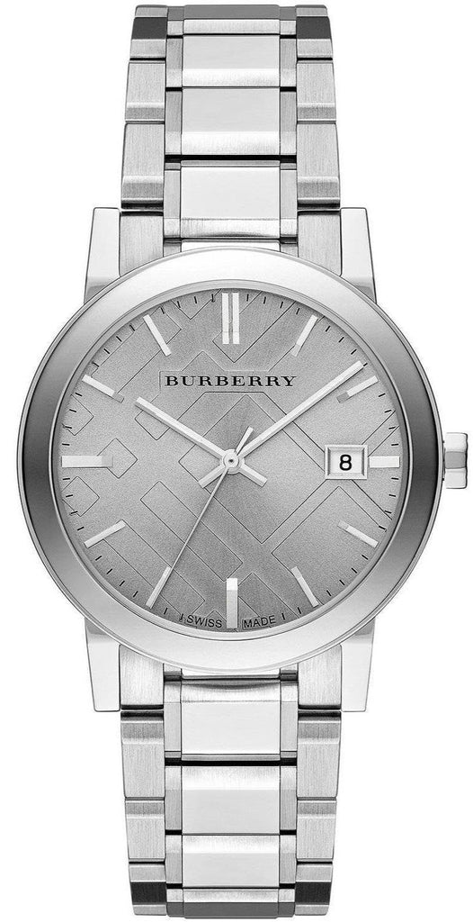 Burberry The City Check Stamped Dial Silver Dial Silver Stainless Steel Unisex BU9035