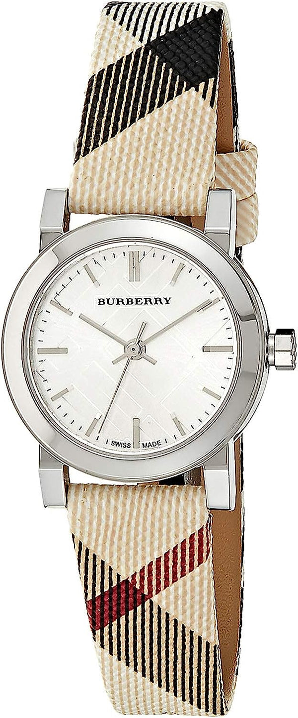 Burberry Ladies Silver Dial Nova Check Leather Women's Watch  BU9212 - Big Daddy Watches