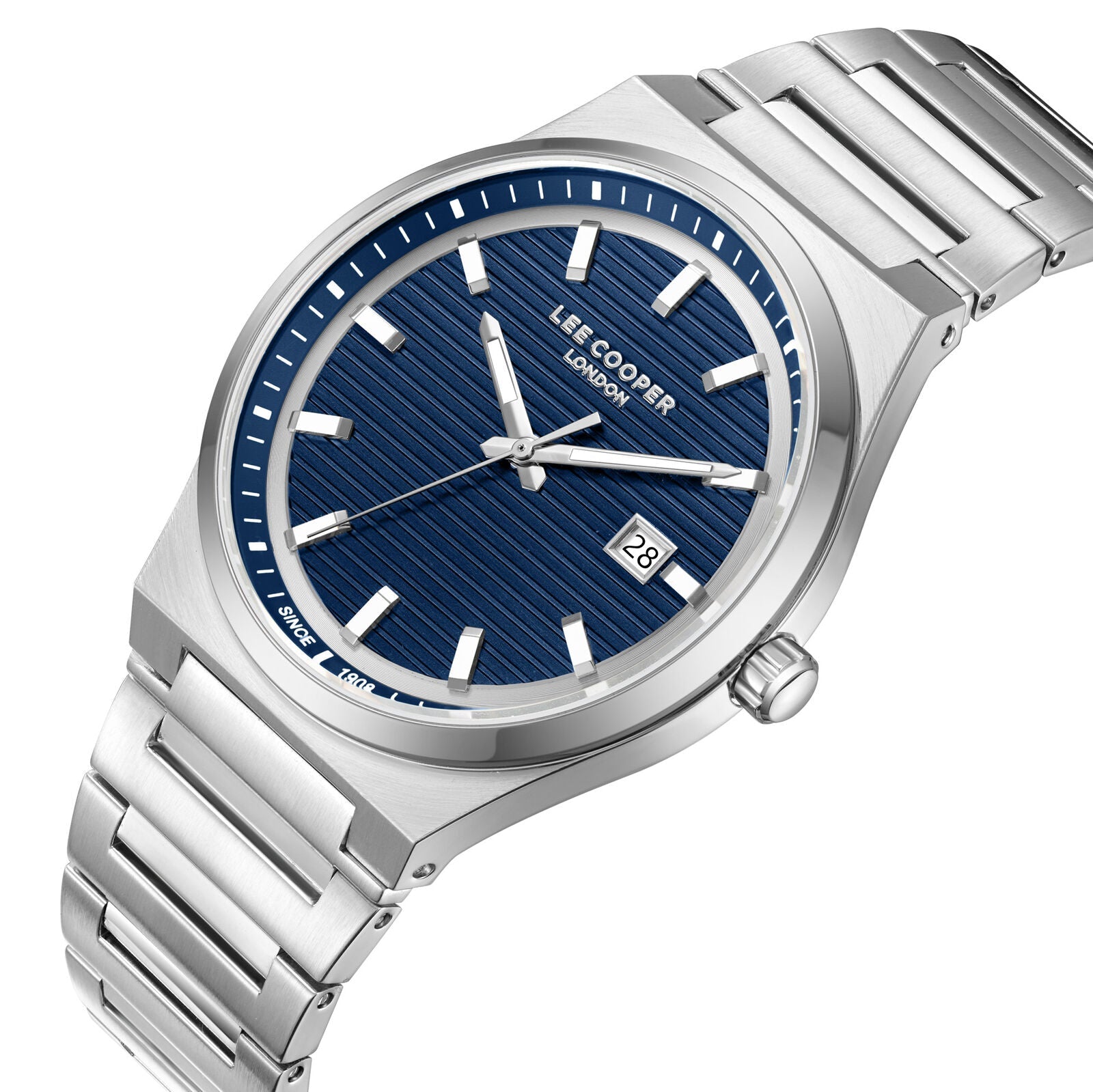 Lee Cooper Daily Driver Date Window Blue Dial Silver Watch - LC08288.390
