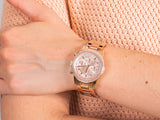 Michael Kors Ritz Chronograph Rose Gold Dial Steel Ladies Watch MK6077