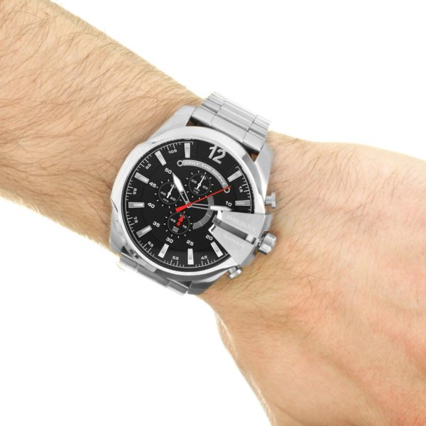 Diesel Mega Chief DZ4308 316L Silver-tone stainless Steel 10ATM (100m) water resistant 4 Time zones (GMT)