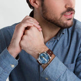 Diesel Mini Daddy DZ7321 316L silver stainless steel & genuine leather 3ATM (30m) water resistant Dual time zones (GMT)