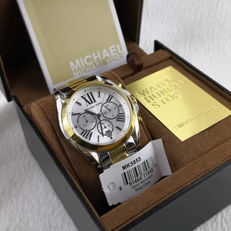 Michael Kors Bradshaw Chronograph Dial Two-tone Ladies Watch MK5855 Water resistance: 100 meters Movement: Quartz  