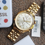Fossil Gold Townsman Tone Stainless Steel Chronograph Men's Watch FS4856