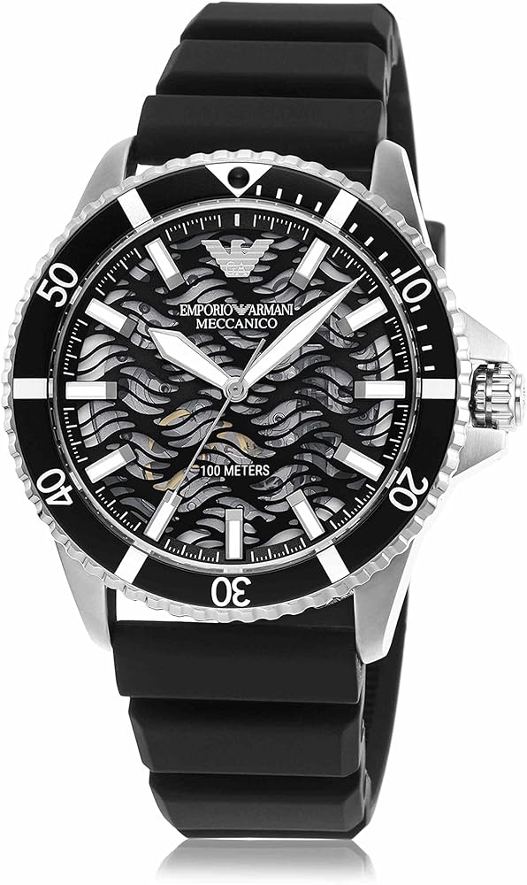 Emporio Armani Automatic Black Silicone Men's Watch  AR60062 - Big Daddy Watches