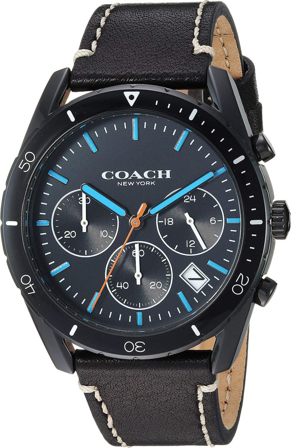Coach Thompson Black Chronograph Leather Strap Men's Watch  14602412 - Big Daddy Watches