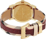 Burberry Women's Red Leather and Check Fabric Women's Watch BU9111 - Big Daddy Watches #3