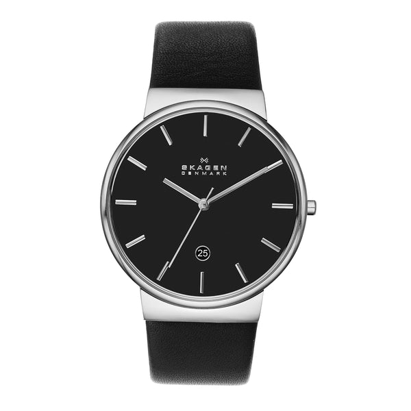 Skagen Ancher Black Dial Leather Strap Men's Watch SKW6236