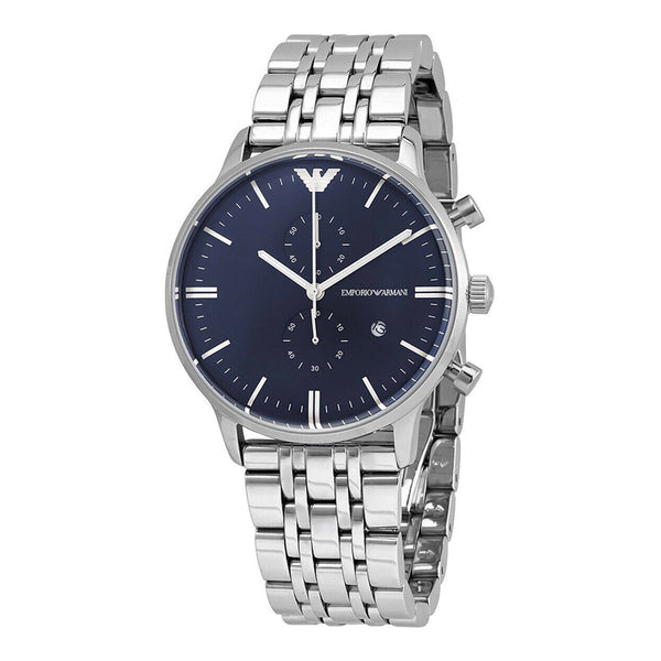 Emporio Armani Blue Dial Silver Men's Watch AR80013