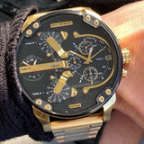 Diesel Big Daddy DZ7333 Gold Stainless Steel 4 Time Zones 30m Water Resistant