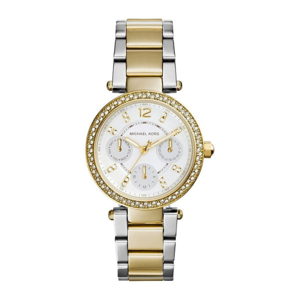 Michael Kors Parker White Glitz Dial Steel Ladies Watch MK6055