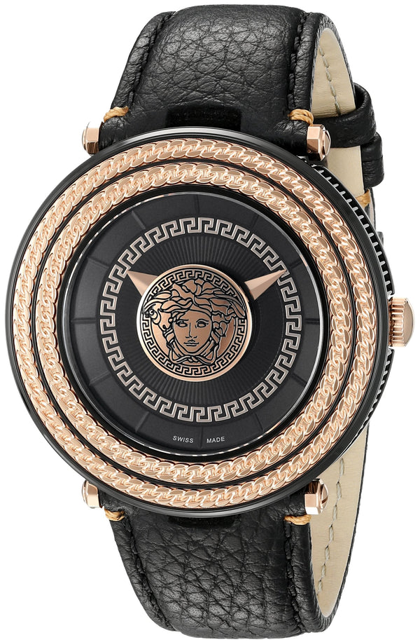 Versace V-Metal Icon Round Leather Strap Men's Watch  VQL030015 - Big Daddy Watches