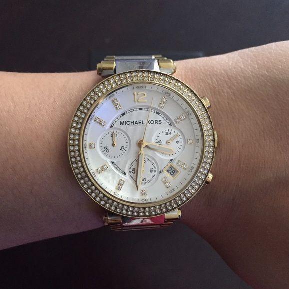 Michael Kors Parker Chronograph Silver Dial Two-tone Ladies Watch MK5687