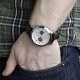 Fossil Grant Chronograph White Dial Leather Strap Men's Watch FS5021