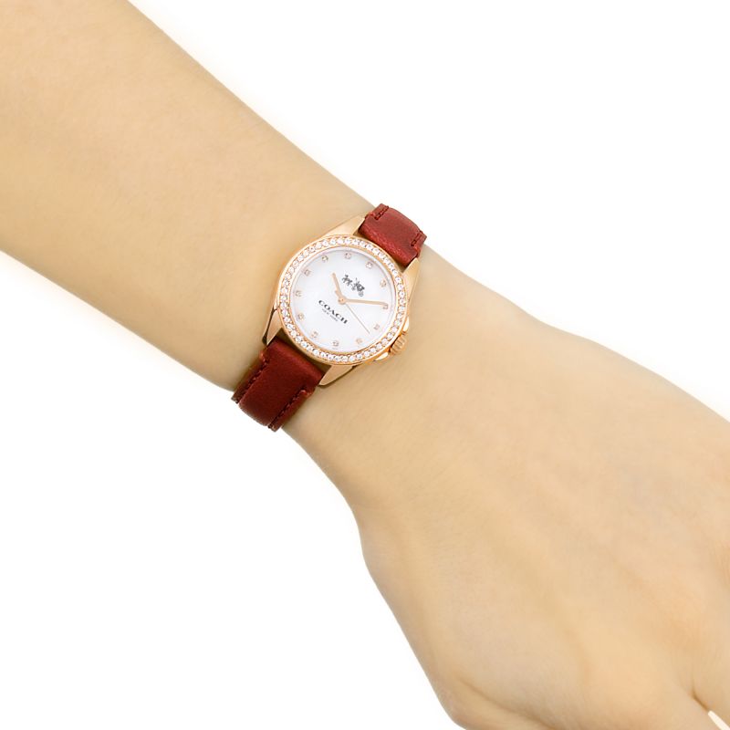 Coach Mother of Pearl Dial Red Leather Strap Ladies Watch 14502315
