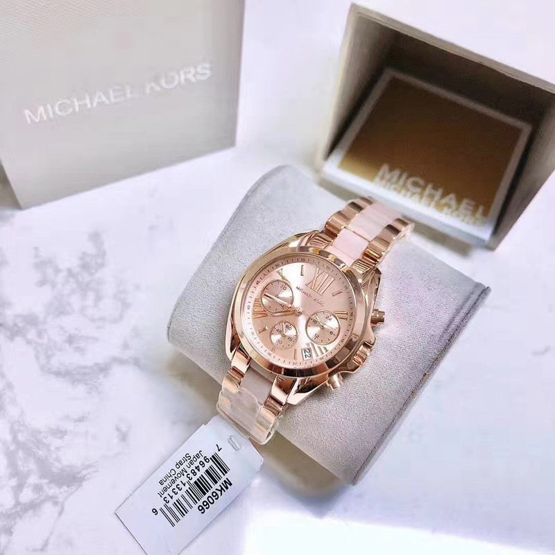 Michael Kors Bradshaw Mini Chronograph Rose Dial Steel Ladies Watch MK6066 Water resistance: 100 meters / 330 feet Movement: Quartz