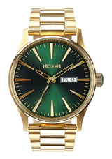 Nixon Sentry Stainless Steel Gold & Green Sunray Men's Watch A356-1919