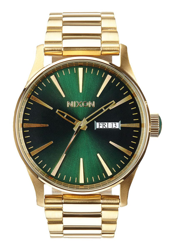 Nixon Sentry Stainless Steel Gold & Green Sunray Men's Watch A356-1919