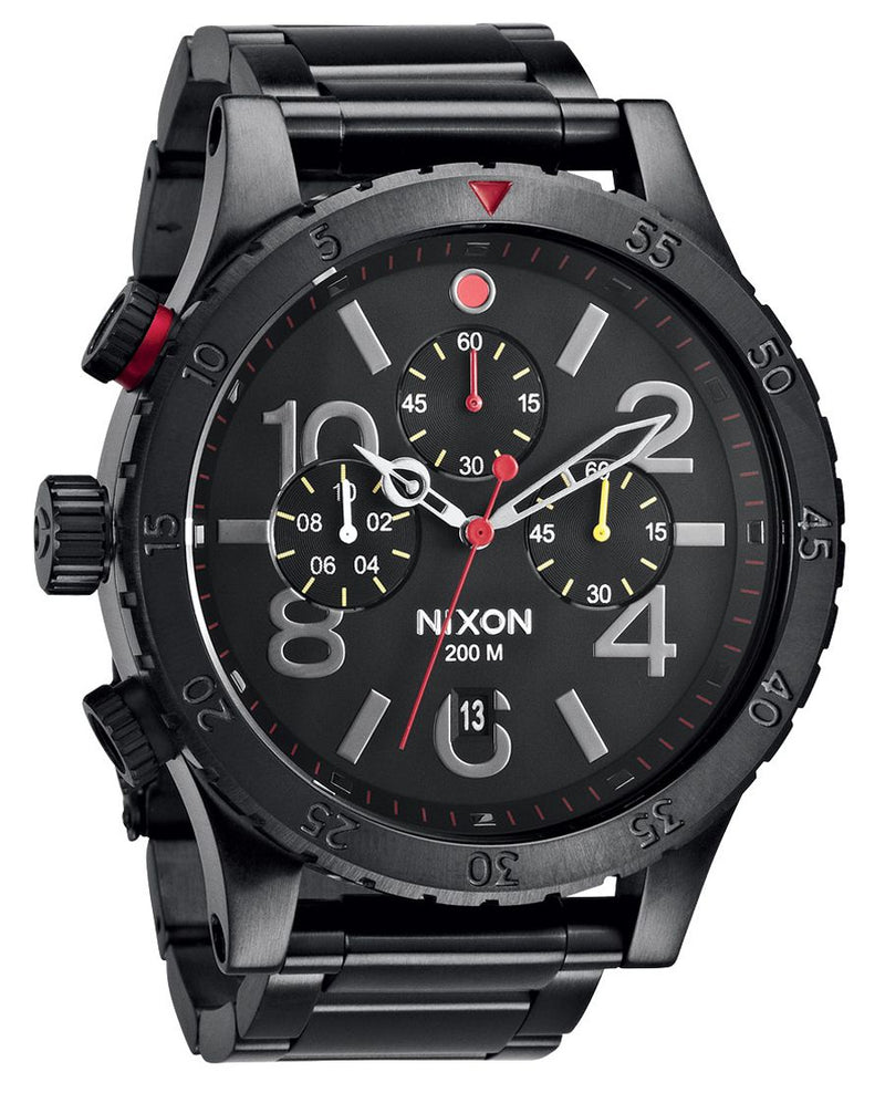 Nixon 48-20 Chrono Black Dial Black Ion-plated Men's Watch A486-1320