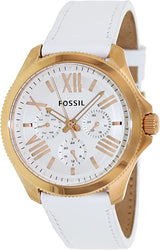 Fossil Cecile Rose gold White Leather Women's Watch AM4486