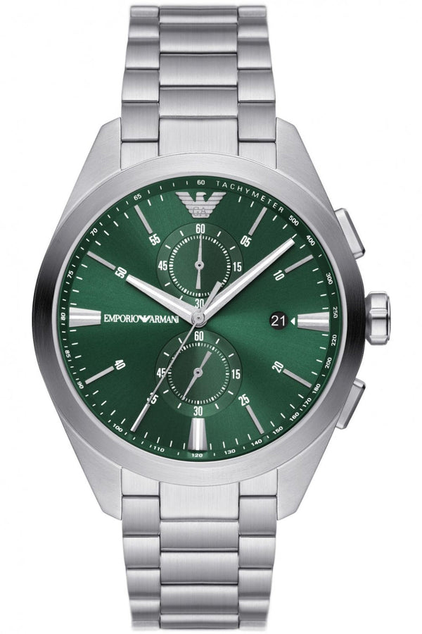 Emporio Armani Silver Chronograph Green Dial Men's Watch  AR11480 - Big Daddy Watches
