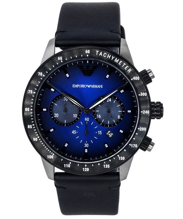 Emporio Armani Chronograph Black Leather Men's Watch  AR11522 - Big Daddy Watches