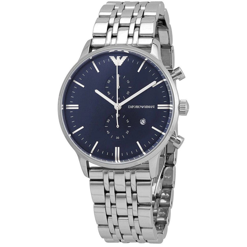 Emporio Armani Dark Navy Dial Silver Men's Watch AR1648