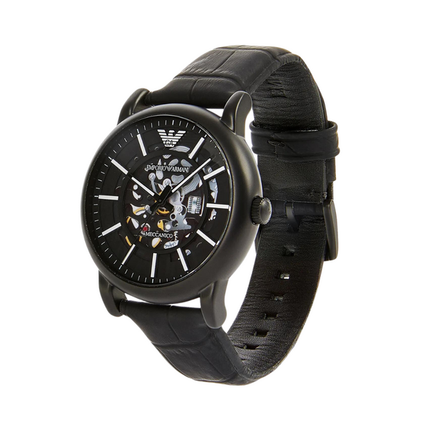 Emporio Armani Luigi Automatic Black Leather Men's Watch AR60008 - Big Daddy Watches #2