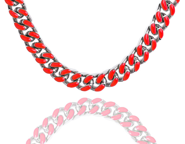 Big Daddy 9MM Enamel Red Steel Cuban Chain