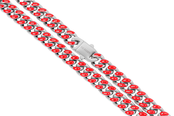 Big Daddy 9MM Enamel Red Steel Cuban Chain