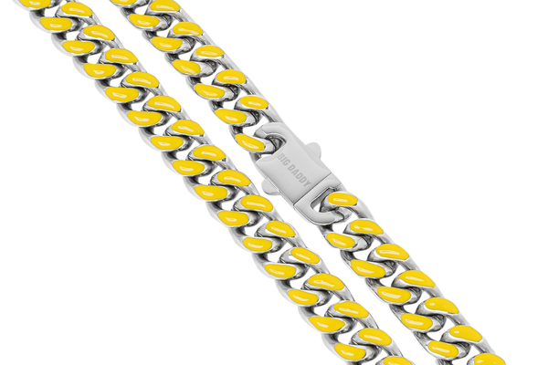 Big Daddy 9MM Enamel Yellow Steel Cuban Chain