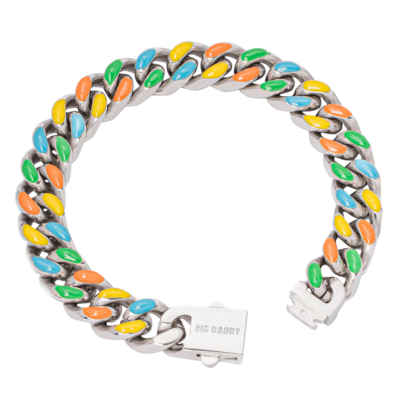 Big Daddy 13MM Multi-colour Enamel Steel Cuban Bracelet