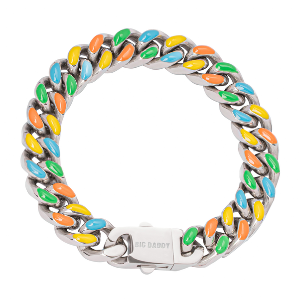 Big Daddy 13MM Multi-colour Enamel Steel Cuban Bracelet