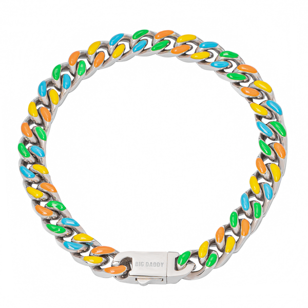 Big Daddy 8MM Multi-colour Enamel Steel Cuban Bracelet