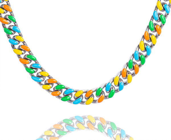 Big Daddy 13MM Mutli-colour Enamel Steel Cuban Chain