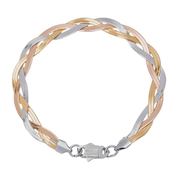 Big Daddy 8MM Two-Tone Flat Herringbone Bracelet