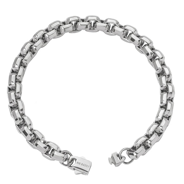 Big Daddy 8MM Silver Steel Franco Box Chain Bracelet