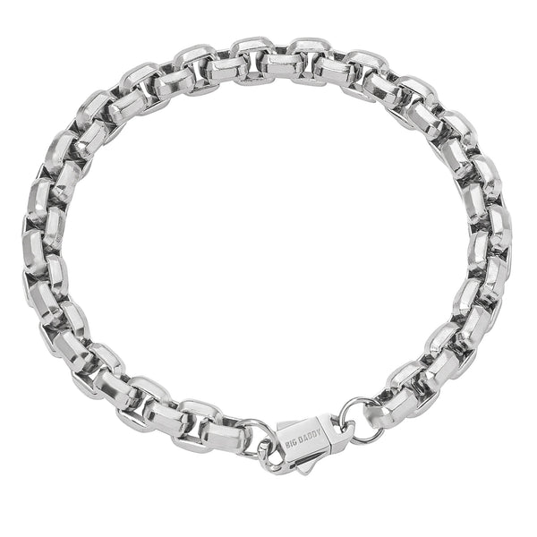 Big Daddy 8MM Silver Steel Franco Box Chain Bracelet